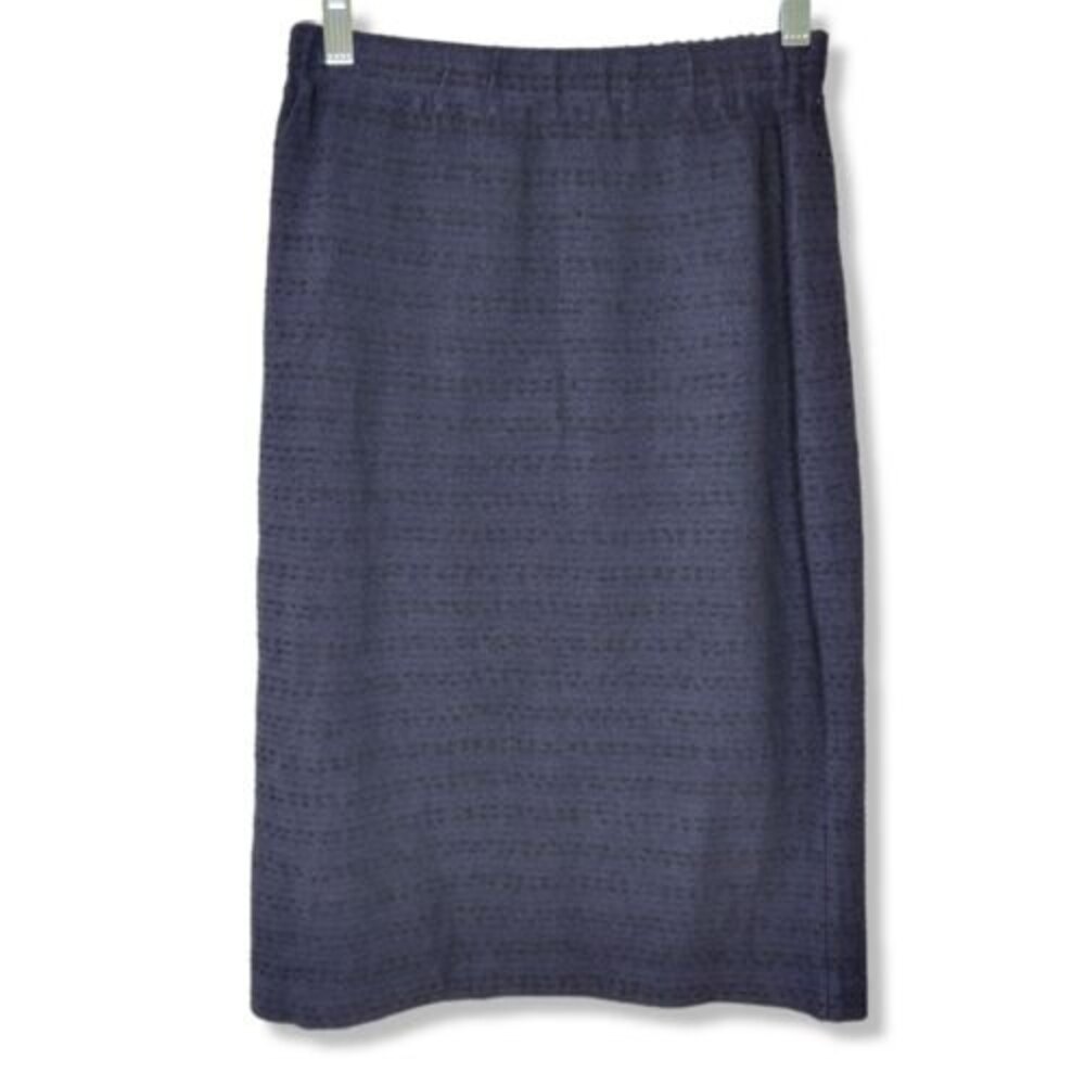 ST. JOHN Collection Navy Santana Knit Pencil Skirt with black stiching Size 2